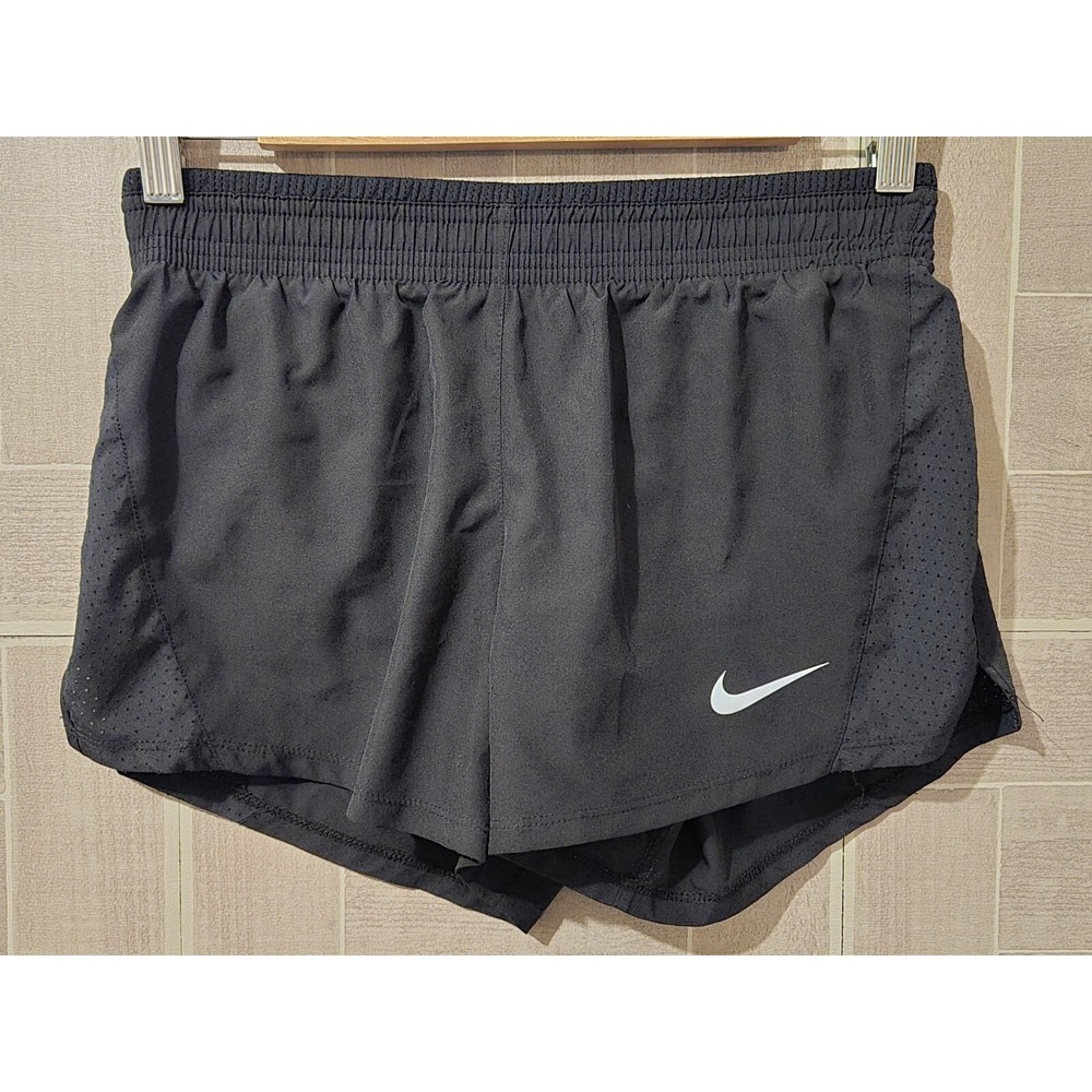 Nike Black Athletic Running Shorts with White Swoosh